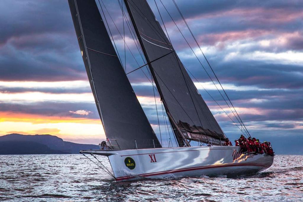 Wild Oats XI nears the finish in last year’s Rolex Sydney Hobart race. She went on to claim the triple crown – line honours, first on handicap and a race record time ©  Rolex/Daniel Forster http://www.regattanews.com